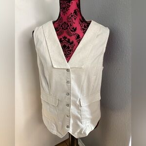 Chic Beige Khaki Button-Up Women's Vest XL